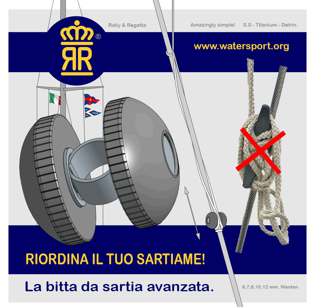 Bitta da sartia nuova generazione. Per attaccare la drizza bandiera.