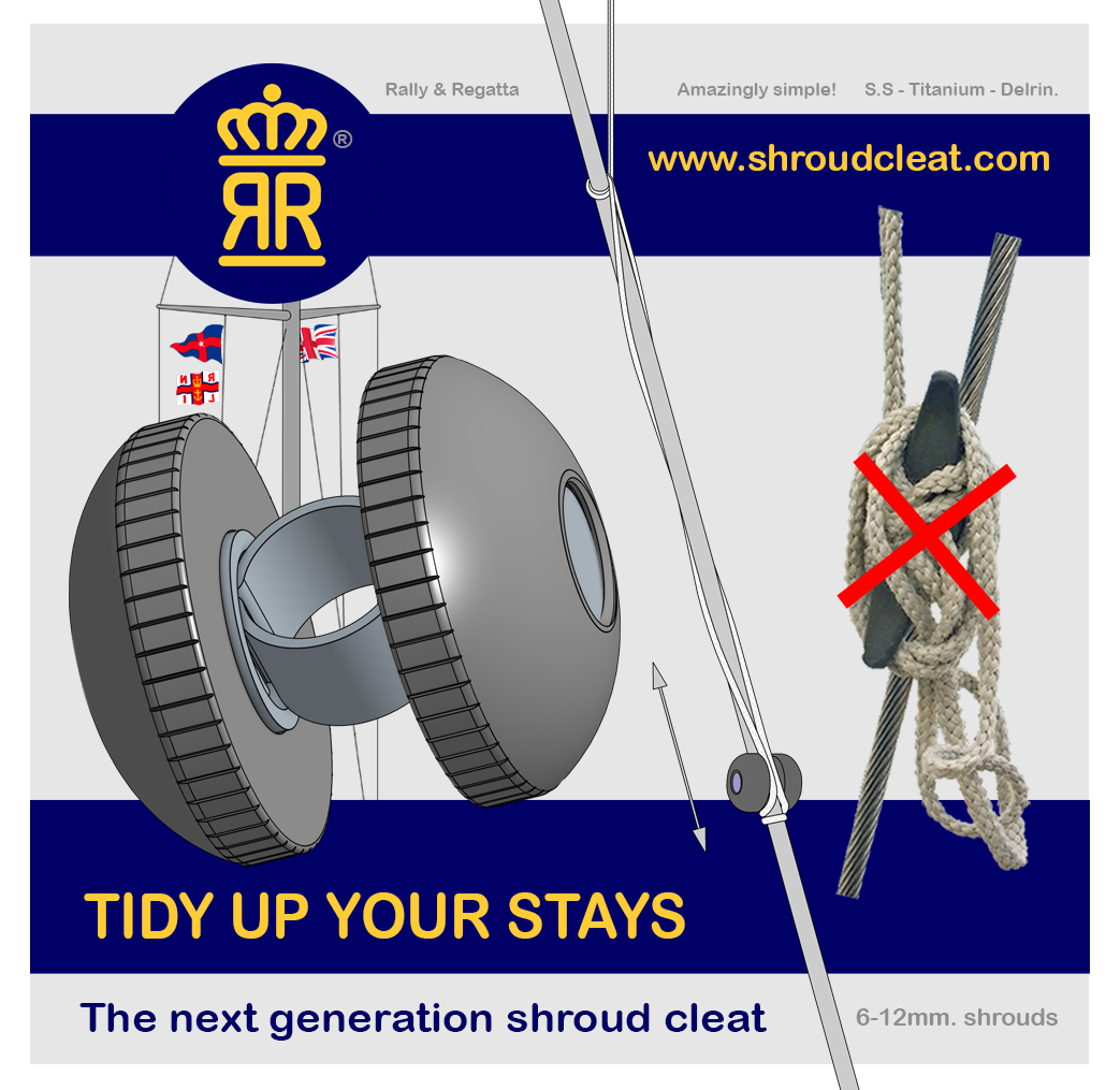 Button Shroud cleat for spreader flag halyards. The next generation shroud cleat. Small Sleek Smart.